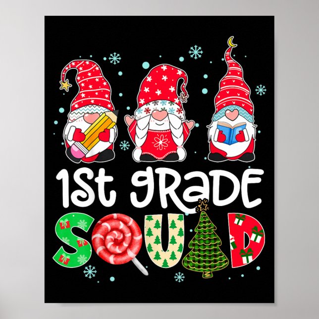 1st Grade Squad Gnome Teacher Christmas Ne Buffalo Poster (Front)