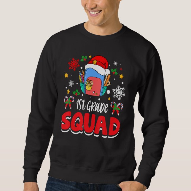 1st Grade Squad Group Matching Christmas Pajama Pa Sweatshirt (Front)