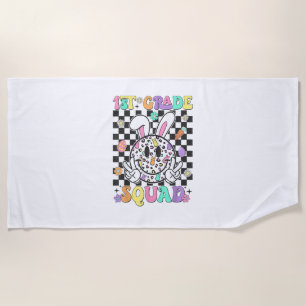 1st Grade Squad Rabbit Bunny Easter Day Teacher St Beach Towel