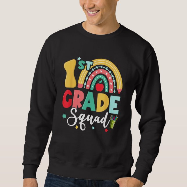 1st Grade Squad Team Funny Back To School Girls Bo Sweatshirt (Front)