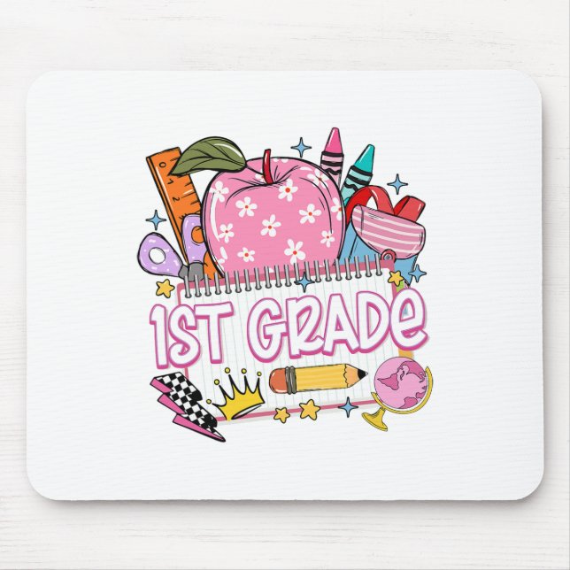 1st Grade Teacher Back To School Apple Notebook Re Mouse Pad (Front)