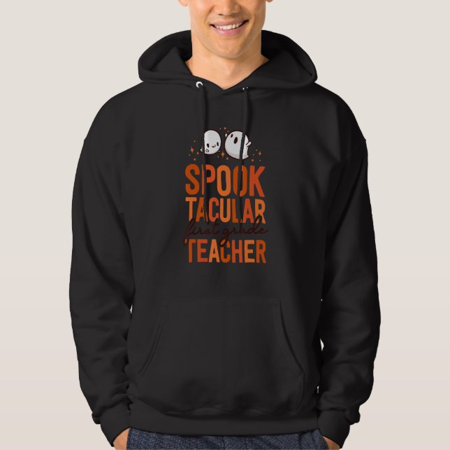 1st Grade Teacher Halloween Matching School First  Hoodie (Front)