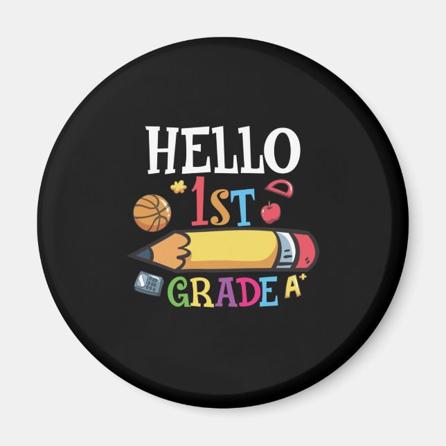 1st Grade Teacher Hello First Grade Pencil Magnet (Front)