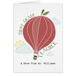1st Grade Teacher Hot Air Balloon Apple