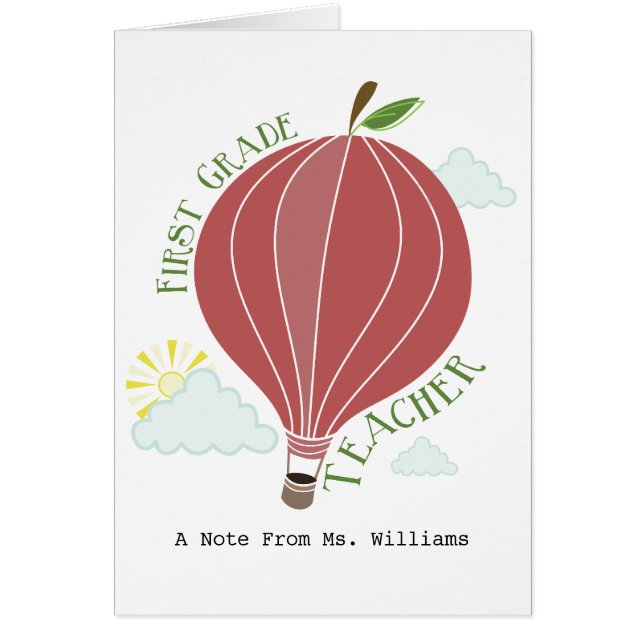 1st Grade Teacher Hot Air Balloon Apple (Front)
