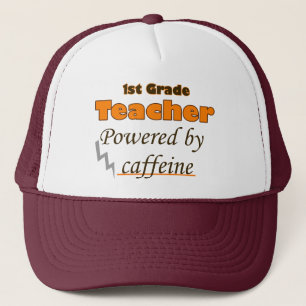 1st Grade Teacher Powered by caffeine Trucker Hat
