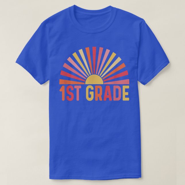 1st Grade Teacher Rainbow Heart 70s Retro Boho Cut T-Shirt (Design Front)
