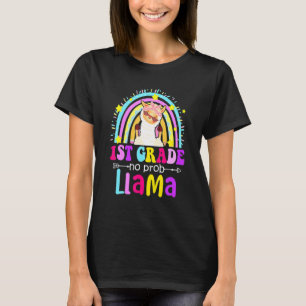 1st Grade Teacher Rainbow No Prob Llama 100 Days o T-Shirt