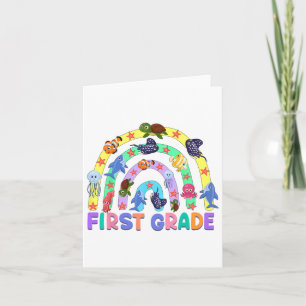 1st Grade Teacher Rainbow Ocean Animal First Grade Card