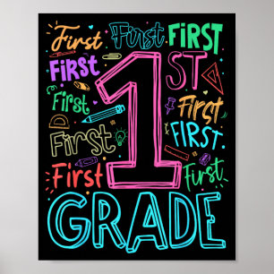 1st Grade Typography Team First Grade Teacher Back Poster
