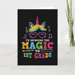 1st Grade Unicorn Back to School First Day Kids Card