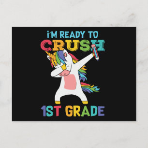 1st Grade Unicorn First Day of School Student Gift Postcard