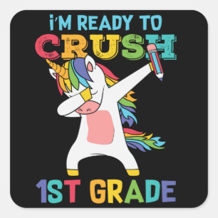 1st Grade Unicorn First Day of School Student Gift Square Sticker