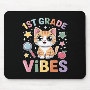 1st Grade Vibes Back To School Cute Cat For Girls Mouse Pad