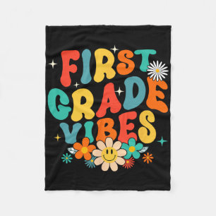 1st Grade Vibes Back To School Retro First Grade T Fleece Blanket