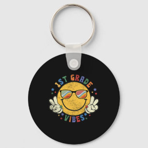 1st Grade Vibes Happy Face Smile Gift Back To Scho Key Ring