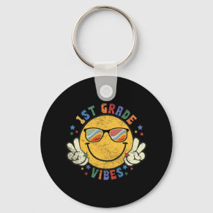 1st Grade Vibes Happy Face Smile Gift Back To Scho Key Ring