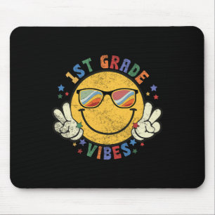 1st Grade Vibes Happy Face Smile Gift Back To Scho Mouse Pad