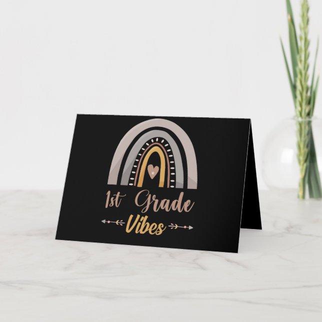 1st Grade Vibes Rainbow First Grade Back to School Card (Front)