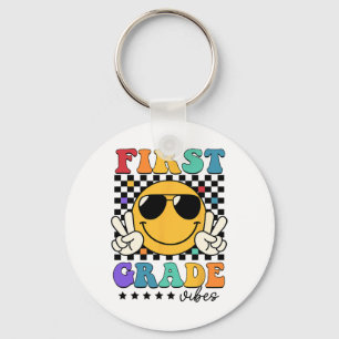 1st Grade Vibes Smile Face Back To School Girls Fi Key Ring