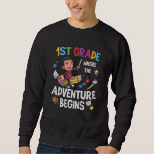 1st Grade Where Adventure Begins Back to School Sweatshirt