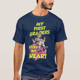 1st Grader Stole My Heart Valentines Day First Gra T-Shirt
