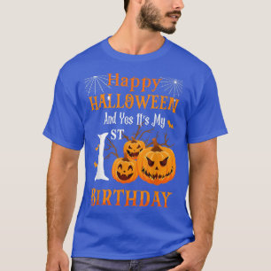 1st Halloween Birthday Party Pumpkin Spider 1 Year T-Shirt