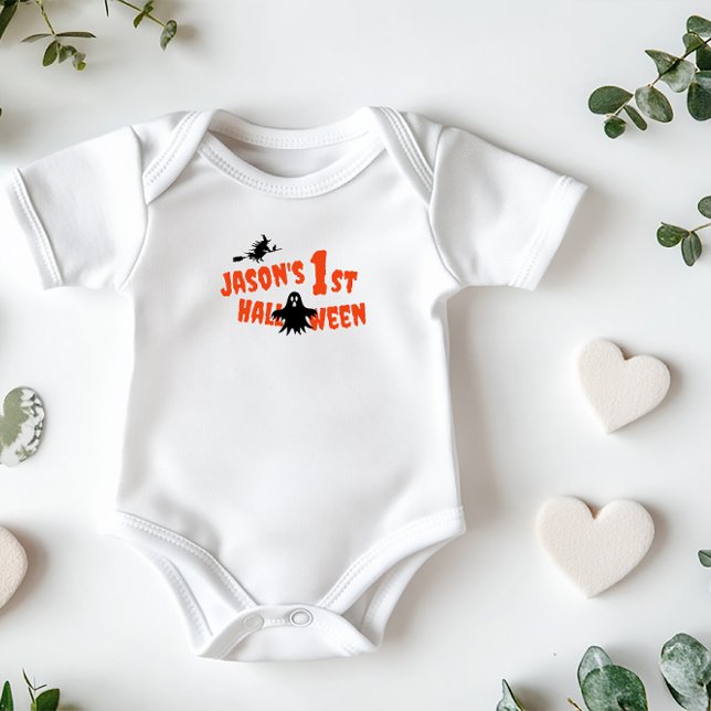 1st Halloween ghost purple typography witch Baby Bodysuit (Creator Uploaded)