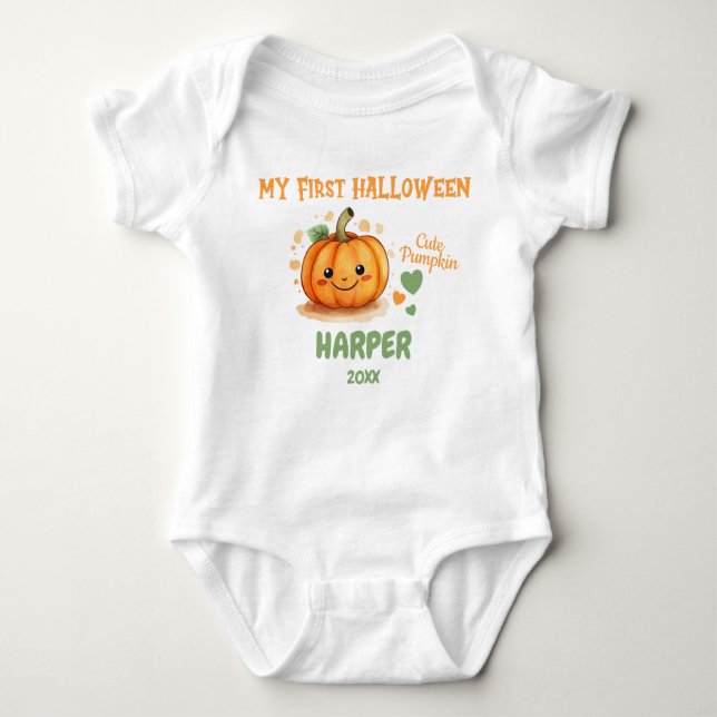 1st Halloween Happy Cute Pumpkin Bodysuit (Front)