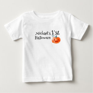 1st Halloween Pumpkin Personalised Baby Boy T-Shirt