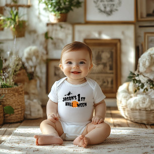 1st Halloween Pumpkin typography halloween witch Baby Bodysuit