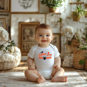 1st Halloween spider orange typography witch Baby Bodysuit