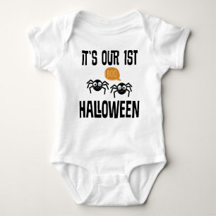 1st Halloween Twins holiday baby tee