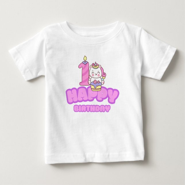 1st Happy Birthday Baby T-Shirt (Front)