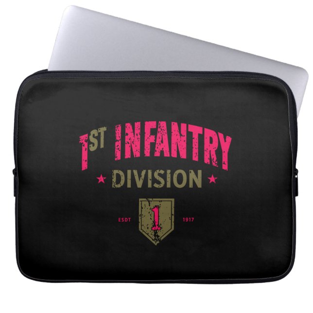 1st Infantry Division "BRO" Distressed Laptop Sleeve (Front)