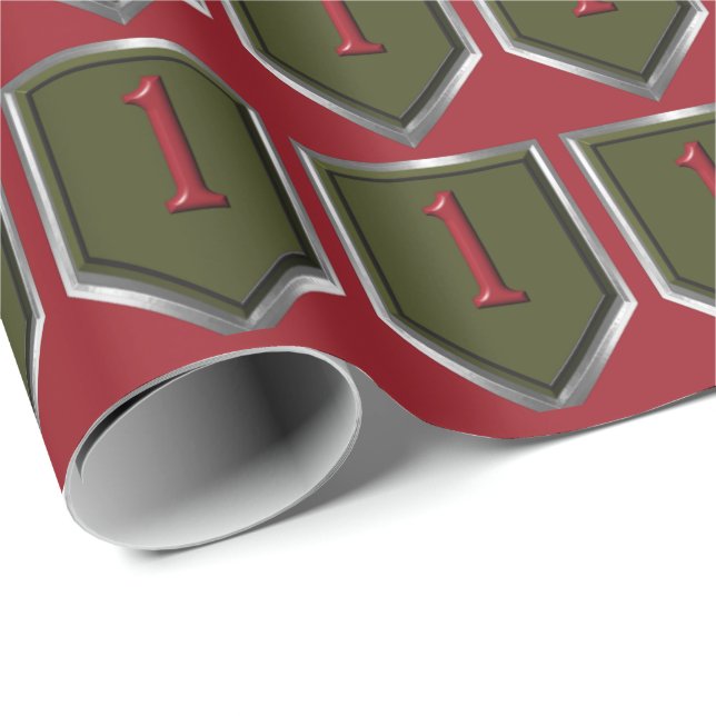 1st Infantry Division Silver Framed Patch Wrapping Paper (Roll Corner)
