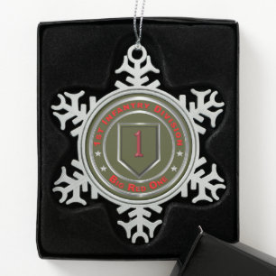 1st Infantry Division Snowflake Pewter Christmas Ornament