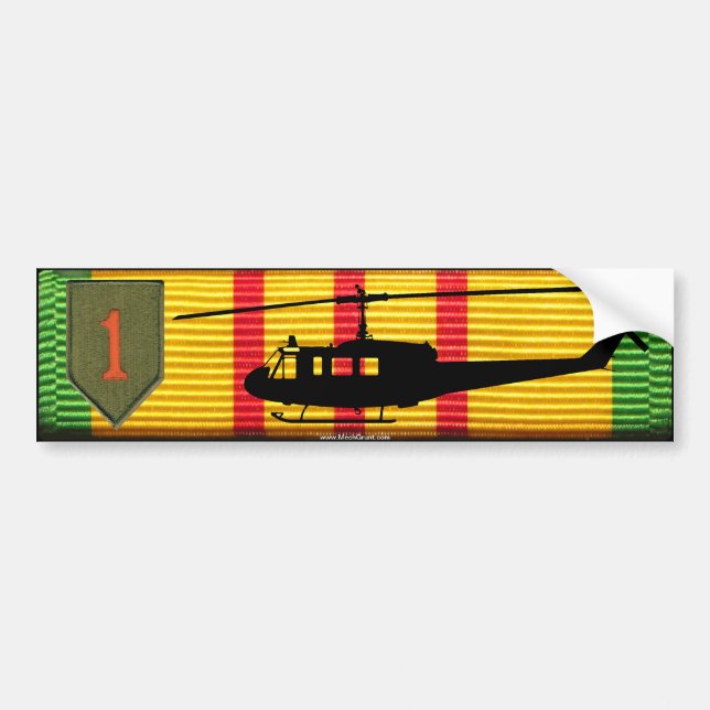 1st Infantry Division UH-1 Huey VSM Bumper Sticker (Front)