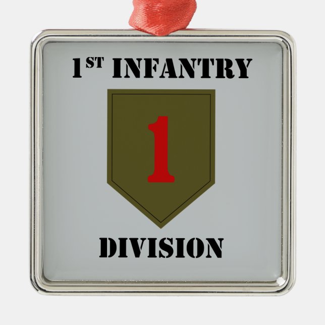 1st Infantry Division With Text Metal Ornament (Front)