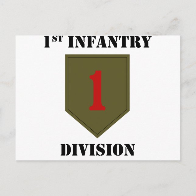 1st Infantry Division With Text Postcard (Front)