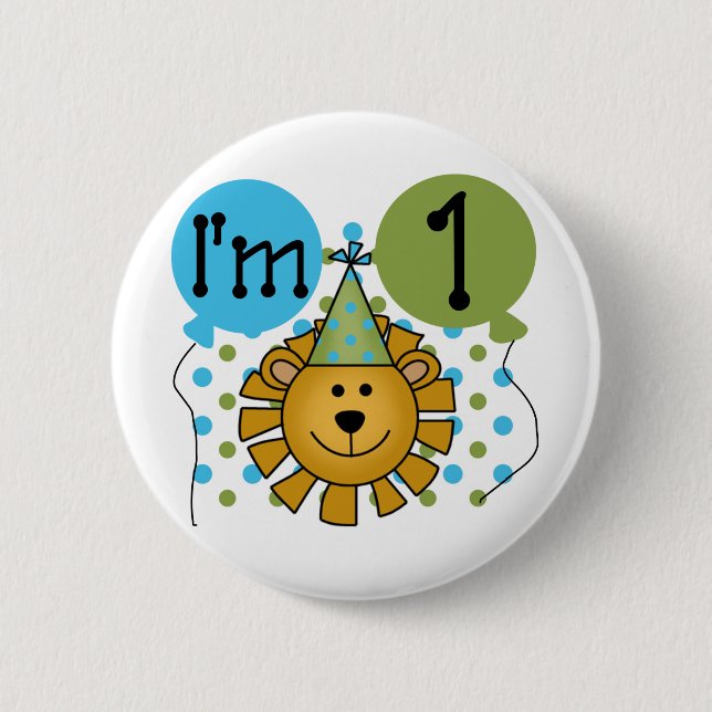1st Lion Birthday Tshirts and Gifts 6 Cm Round Badge (Front)