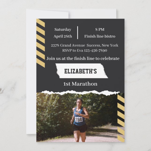 1st Marathon Runner First Running Sport 26 2 Invitation (Front)