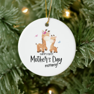 1st Mothers Day Giraffe Ceramic Ornament