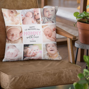 1st Mother's Day Photo Collage Keepsake Cushion