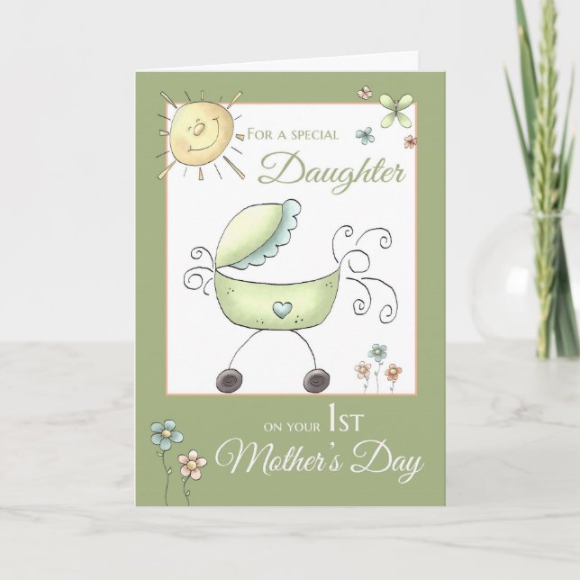 1st Mother's Day - Special Daughter - Baby Carriag Card (Front)