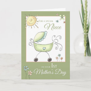 1st Mother's Day - Special Niece - Baby Carriage Card