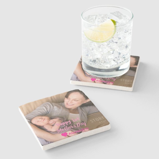 1st Mother's Day Stone Coaster (Side)