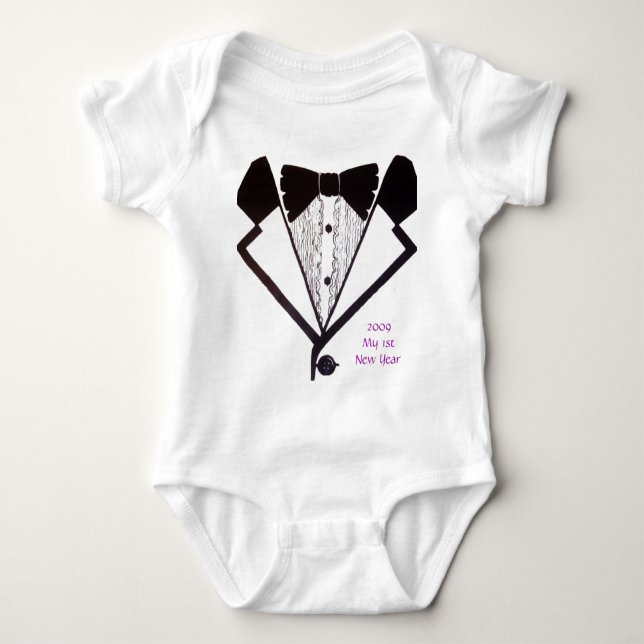 1st New Years Tux T-Shirt Infant Baby Bodysuit (Front)