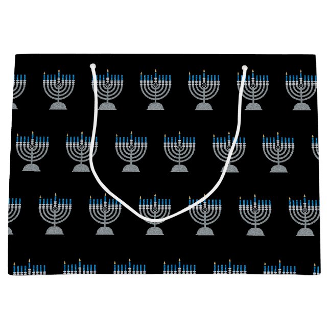 1st Night of Hanukkah Glitter Large Gift Bag (Front)