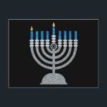 1st Night of Hanukkah Glitter Postcard<br><div class="desc">Hanukkah 2022 will begin in the evening of Sunday 18 December and ends in the evening of Monday 26 December</div>